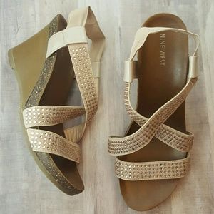 🎉 NINE WEST Soda Pop wedge sandal studded glam 10